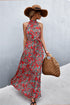 Printed Sleeveless Tie Waist Maxi Dress STYLE SOURCE