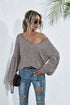 V-Neck Long Sleeve Dropped Shoulder Knit Top STYLE SOURCE
