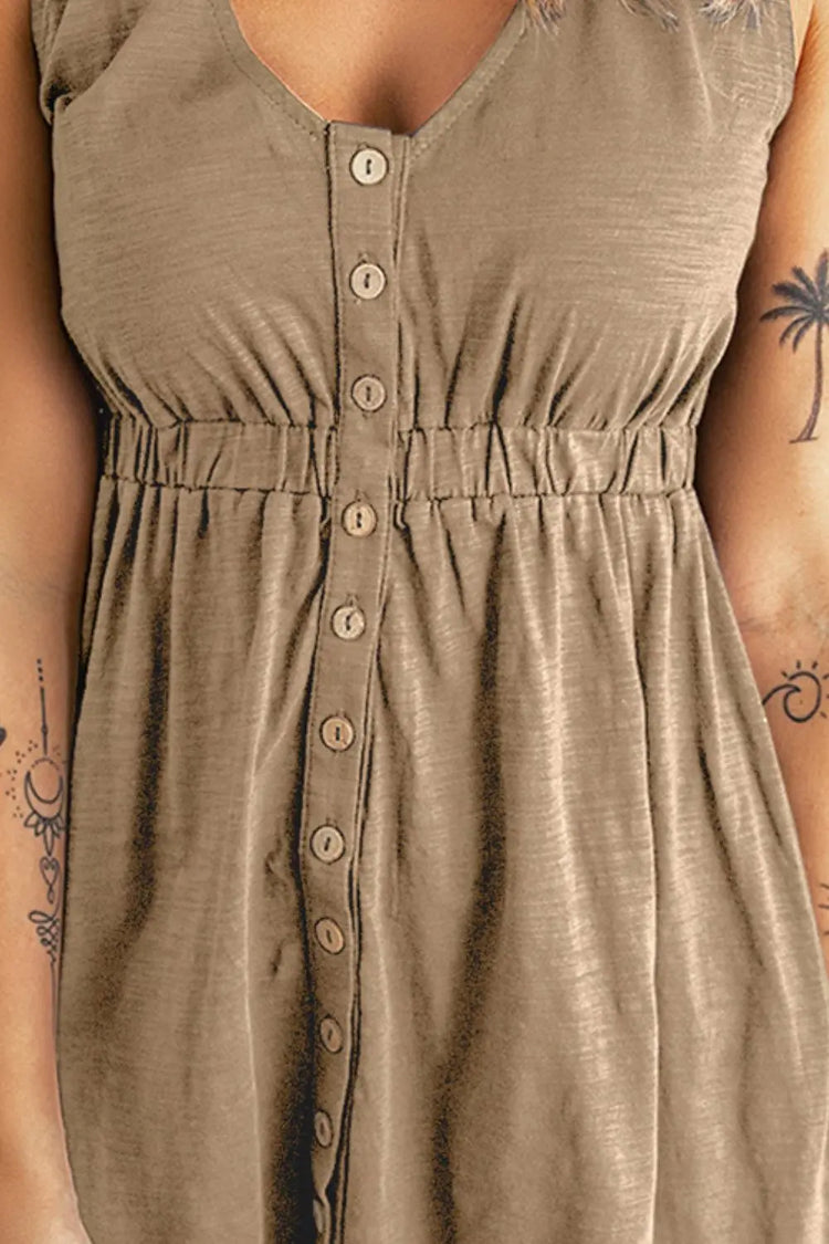 Sleeveless Button Down Mini Dress STYLE SOURCE