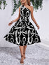 Printed Single Shoulder Tie Waist Dress STYLE SOURCE