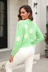 Flower Pattern Round Neck Long Sleeve Pullover Sweater STYLE SOURCE