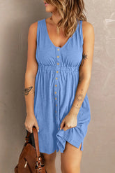 Sleeveless Button Down Mini Dress STYLE SOURCE