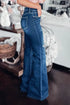 Asymmetrical Open Knee High Rise Flare Jeans STYLE SOURCE