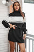 Contrast Tie Front Long Sleeve Sweater Dress STYLE SOURCE