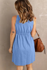 Sleeveless Button Down Mini Dress STYLE SOURCE