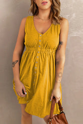 Sleeveless Button Down Mini Dress STYLE SOURCE