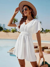 Smocked V-Neck Short Sleeve Dress STYLE SOURCE