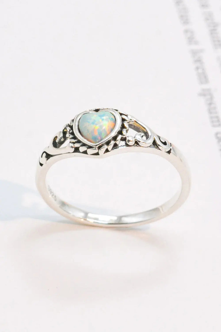 Silver Heart-Shape Opal Ring STYLE SOURCE