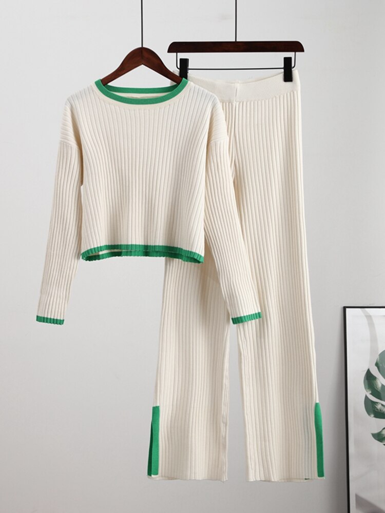 Knit Two Piece Crop Sweater Set For Women STYLE SOURCE