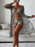 2023 Tropical Allover Print Bikini with Cover Up for Women STYLE SOURCE