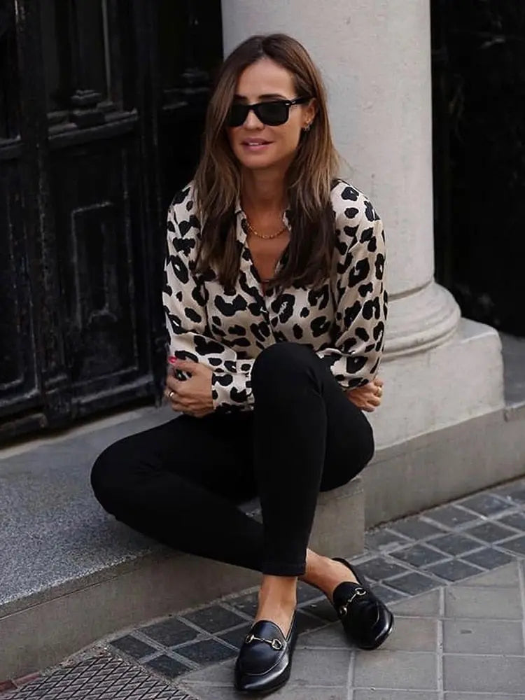 women satin blouse long sleeve zebra print shirts vintage office ladies tops femme chandails fashion blusa de mujer Chandails STYLE SOURCE