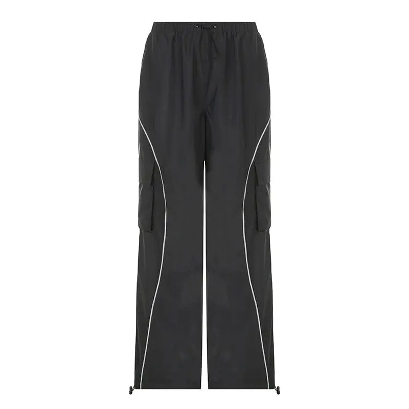 Windbreaker Track Pants Sporty Baggy Low Waisted Trousers Cargo Pants for Women STYLE SOURCE