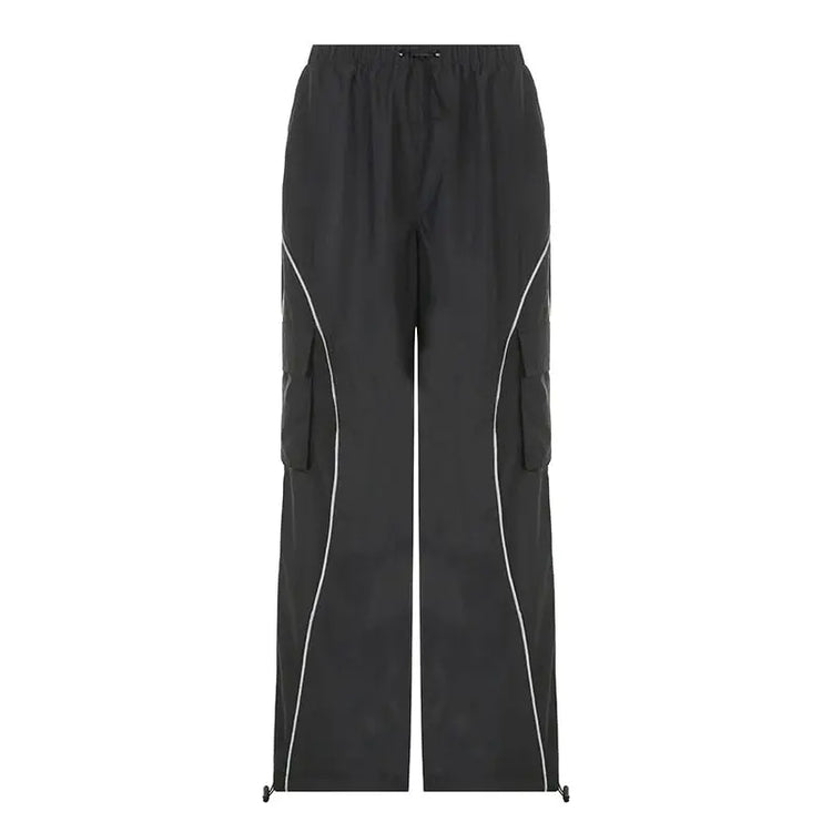 Windbreaker Track Pants Sporty Baggy Low Waisted Trousers Cargo Pants for Women STYLE SOURCE