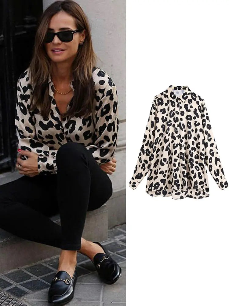 women satin blouse long sleeve zebra print shirts vintage office ladies tops femme chandails fashion blusa de mujer Chandails STYLE SOURCE