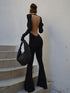 Women's Black Stretchy Bodycon Jumpsuit STYLE SOURCE