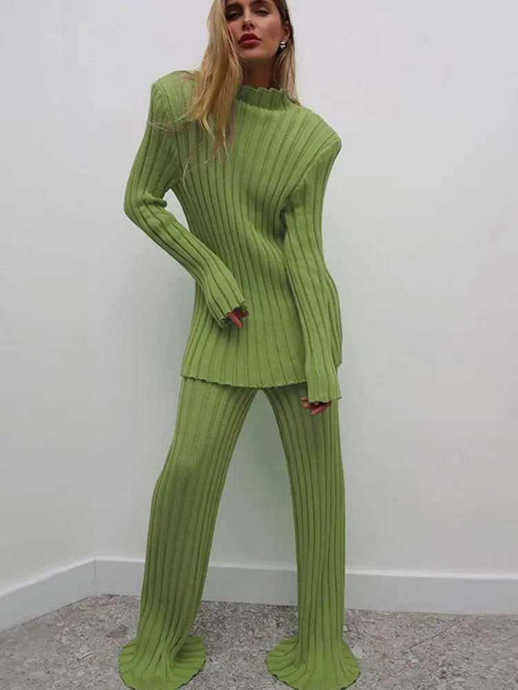 Knit Two Piece Crop Sweater Set For Women STYLE SOURCE