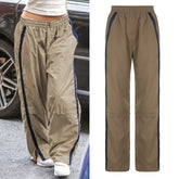 Windbreaker Track Pants Sporty Baggy Low Waisted Trousers Cargo Pants for Women STYLE SOURCE