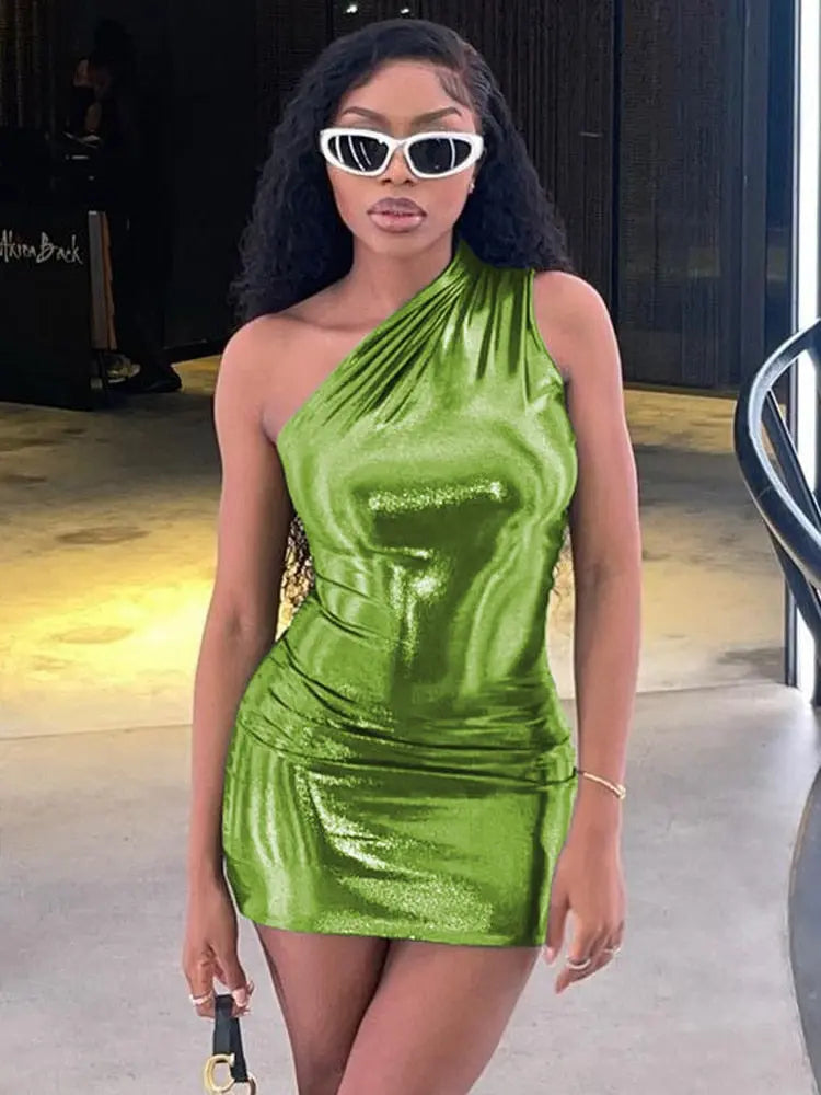 Hugcitar Pu Leather Sleeveless Mini Prom Dress STYLE SOURCE