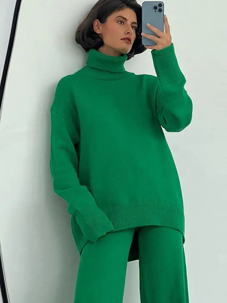 Knit Two Piece Crop Sweater Set For Women STYLE SOURCE