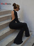 Women's Black Stretchy Bodycon Jumpsuit STYLE SOURCE