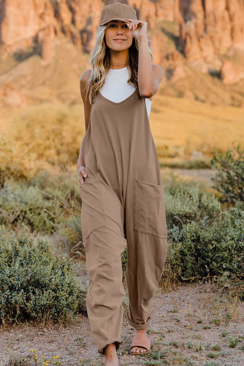 Double Take  V-Neck Sleeveless Jumpsuit with Pocket STYLE SOURCE