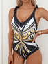 Printed V-Neck Tie Shoulder Swimwear and Skirt Set STYLE SOURCE