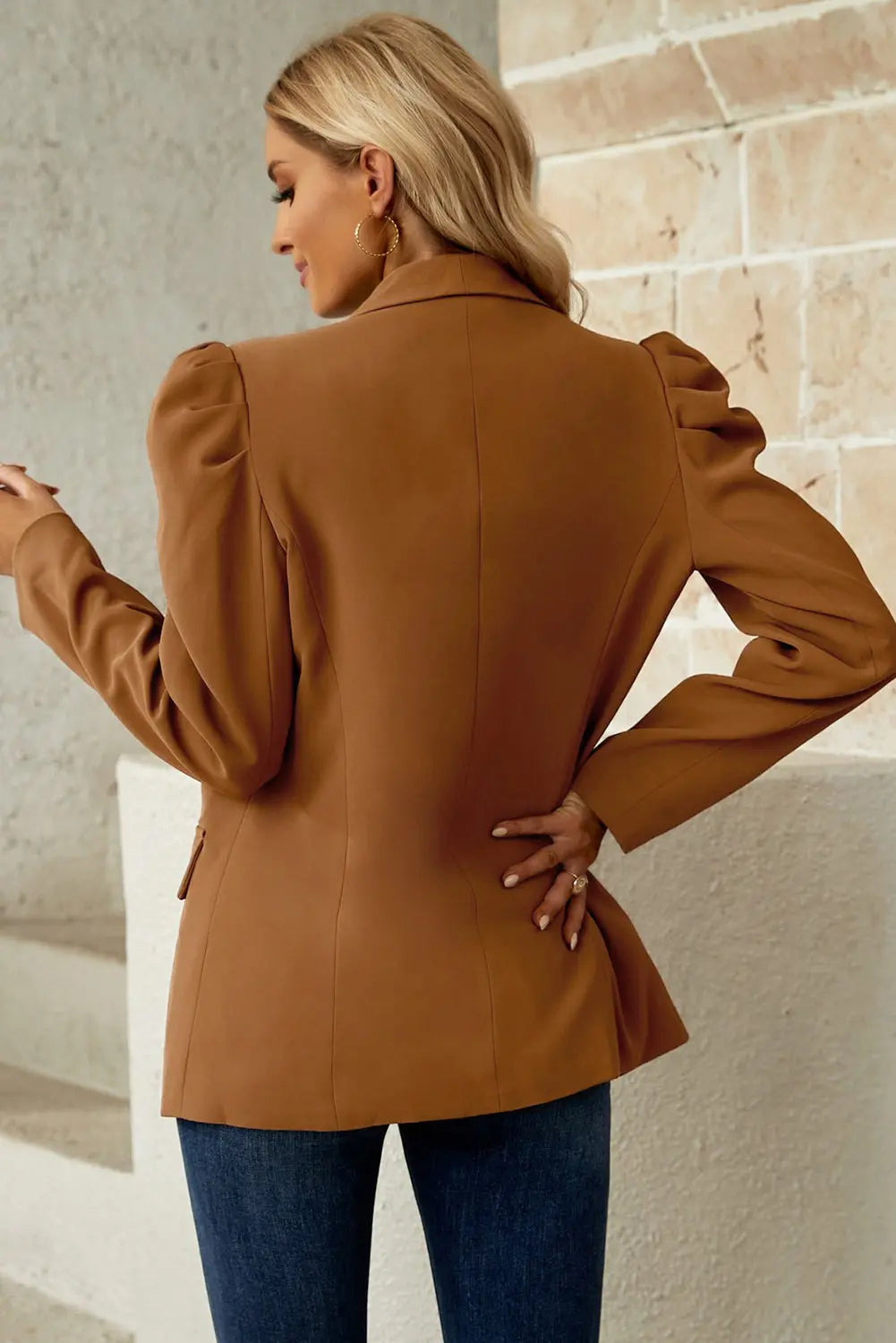 Puff Sleeve Shawl Collar Blazer STYLE SOURCE
