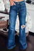 Asymmetrical Open Knee High Rise Flare Jeans STYLE SOURCE