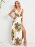 Slit Tied Printed Surplice Dress STYLE SOURCE