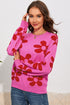 Floral Print Round Neck Dropped Shoulder Sweater STYLE SOURCE