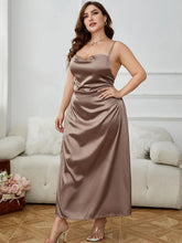 Plus Size Lace-Up Spaghetti Strap Split Night Dress STYLE SOURCE