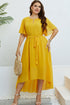 Belted Flutter Sleeve High-Low Dress STYLE SOURCE