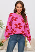 Floral Print Round Neck Dropped Shoulder Sweater STYLE SOURCE