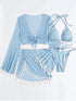 Halter Neck Bra, Bottom, Tassel Flare Sleeve Cover-Up and Skirt Four-Piece Swim Set STYLE SOURCE