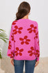 Floral Print Round Neck Dropped Shoulder Sweater STYLE SOURCE