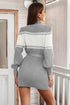 Contrast Tie Front Long Sleeve Sweater Dress STYLE SOURCE