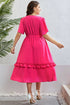 Belted Frill Trim Flutter Sleeve Dress STYLE SOURCE