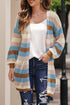 Full Size Striped Long Sleeve Openwork Cardigan STYLE SOURCE