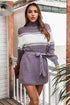 Contrast Tie Front Long Sleeve Sweater Dress STYLE SOURCE