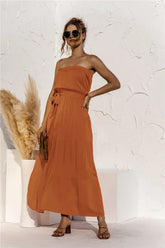 Strapless Tie Waist Tiered Maxi Dress STYLE SOURCE