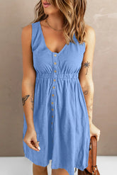 Sleeveless Button Down Mini Dress STYLE SOURCE
