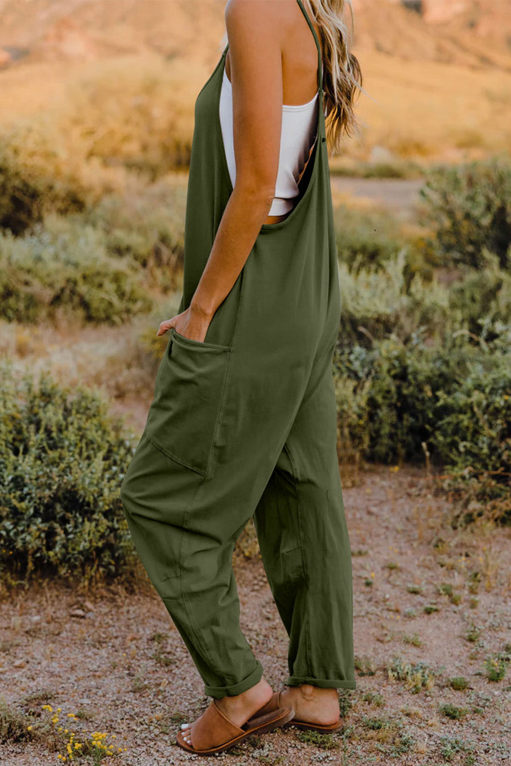 V-Neck Sleeveless Jumpsuit with Pocket STYLE SOURCE