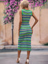 Striped Round Neck Sleeveless Midi Cover Up Dress STYLE SOURCE