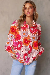 Printed Collared Neck Long Sleeve Shirt STYLE SOURCE
