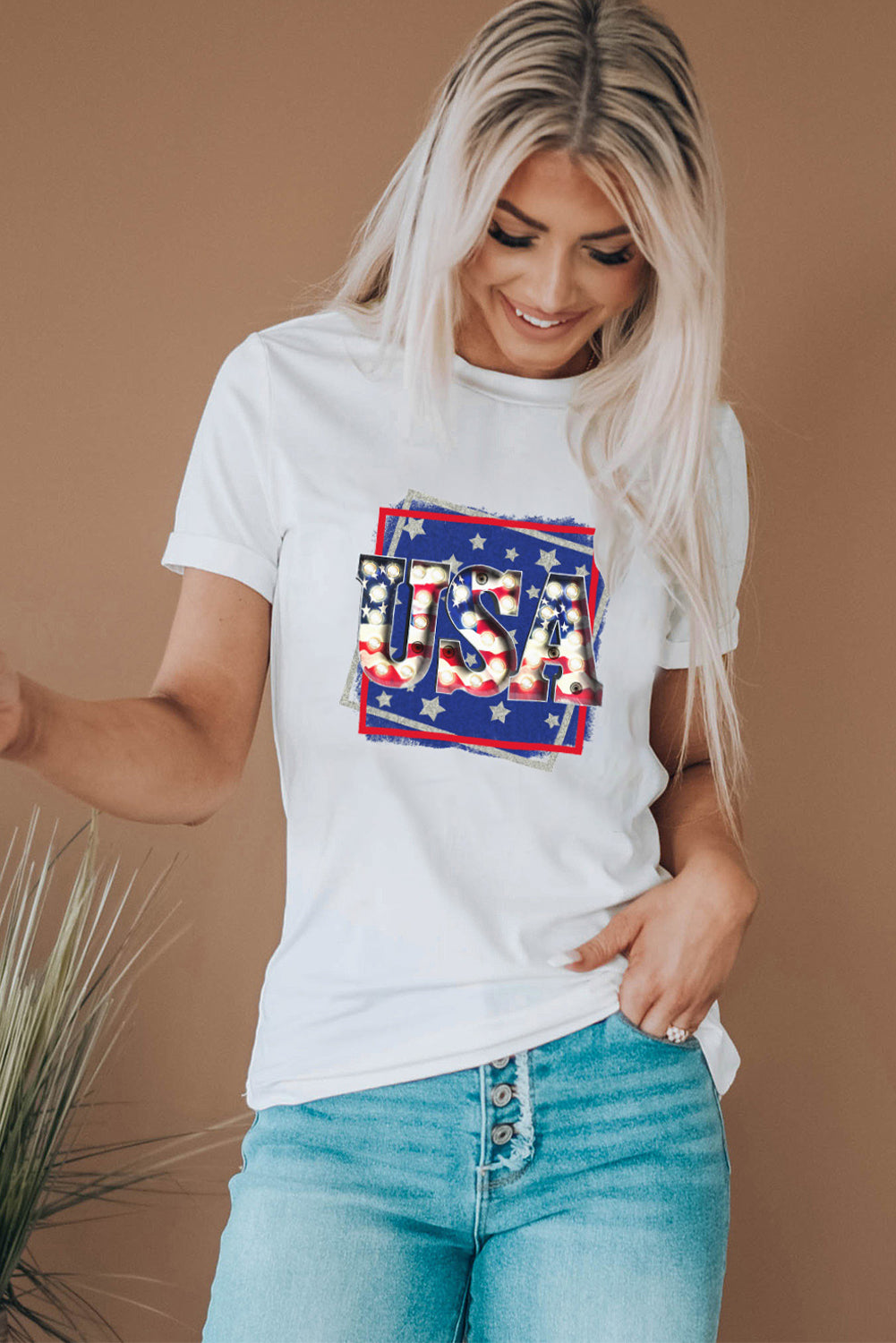 USA Graphic Round Neck Tee Shirt STYLE SOURCE