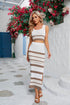 Striped Openwork Cropped Tank and Split Skirt Set STYLE SOURCE