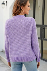 Waffle-Knit Round Neck Reglan Sleeve Sweater STYLE SOURCE