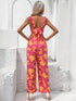 Floral Square Neck Cutout Tie Back Jumpsuit STYLE SOURCE