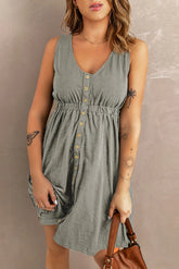 Sleeveless Button Down Mini Dress STYLE SOURCE