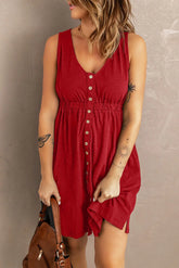 Sleeveless Button Down Mini Dress STYLE SOURCE